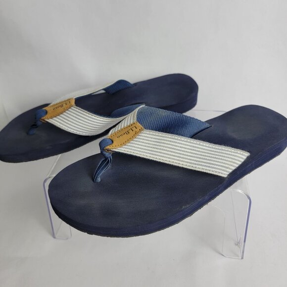 L.L Bean Womens 10 Navy Blue Thong‎ Slip On Sandal Summer Beach Nautical Casual - Picture 4 of 9
